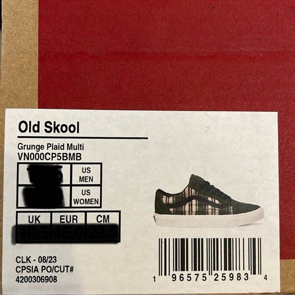 Vans Men’s Old Skool
Grunge Plaid Multi
VN000CP5BMB
Sneakers - Picture 16 of 16